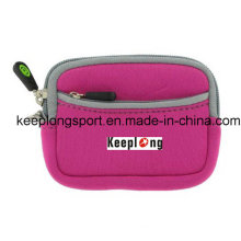 Pink Neoprene Case with Zipper Closed for Phone or Wallet